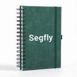 Segfly A5 Notebook, Grid, Hardcover, 120 Sheets/240 Pages, Spiral-bound, 100gsm, 5mm Paper, PU Leather Cover, Green, 21.3 x 14.5 cm
